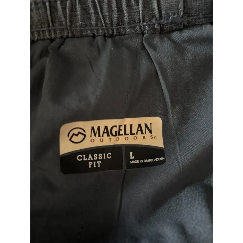 MAGELLAN OUTDOORS CLASSIC FIT EVERYDAY WEAR PULL ON CHAMBRAY SHORTS LARGE